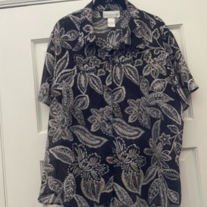 Susan Graver Classic Semi Sheer SS Top or Lite Jacket in Black, Tan, & Ivory XL